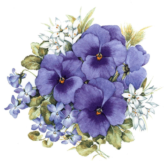 Purple Pansy Flowers Overglaze Waterslide Ceramic Decals