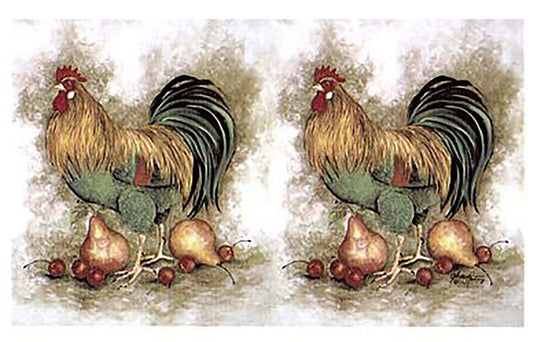 Rooster Pear Wrap Wraparound 7.5 X 3.5" Overglaze Waterslide Ceramic Decal