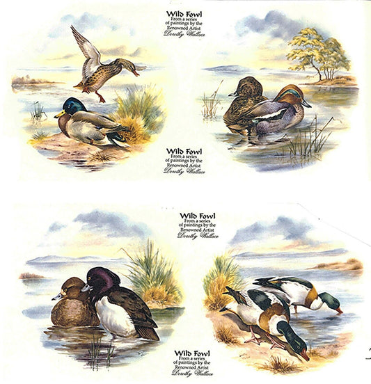 Ducks Marsh Lake Set of 4 pcs 7-1/2" Overglaze Waterslide Ceramic Decals