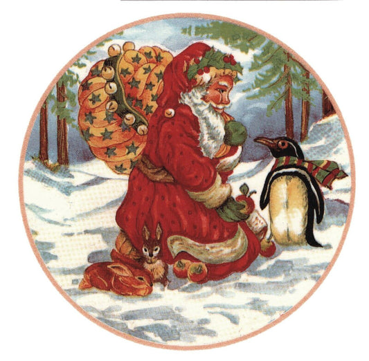 Christmas Santa Penguin Snow 6 pcs 1-3/4" Waterslide Ceramic Decals