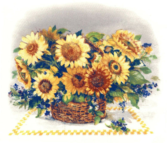 Basket Sunflower Flowers 2 pcs 5.25 X 4.25 " Overglaze Waterslide Ceramic Decals