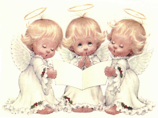 Christmas Choir Angel Girls 2 pcs 5" X 3-5" Waterslide Ceramic Decals