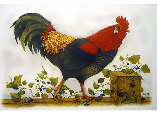 Rooster Ivy Tray 11.5 X 7.5" Overglaze Waterslide Ceramic Decal