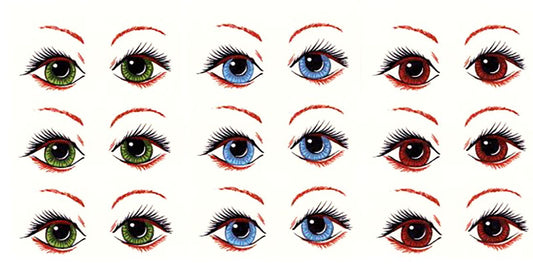 Eyes (9 pair) Blue Green Brown  18 pcs 5/8" Waterslide Ceramic Decals
