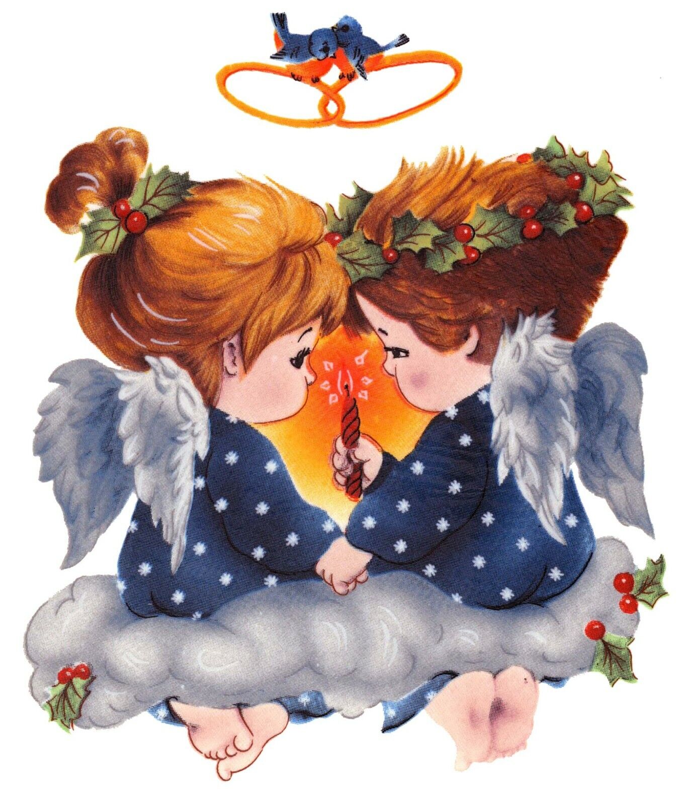 Christmas Sister Friend Angels 3 pcs 3" X 2-1/4" Waterslide Ceramic Decals