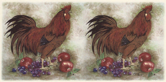 Rooster Apple Wrap Wraparound 1 pc 7-1/2" X 3-1/2" Waterslide Ceramic Decal