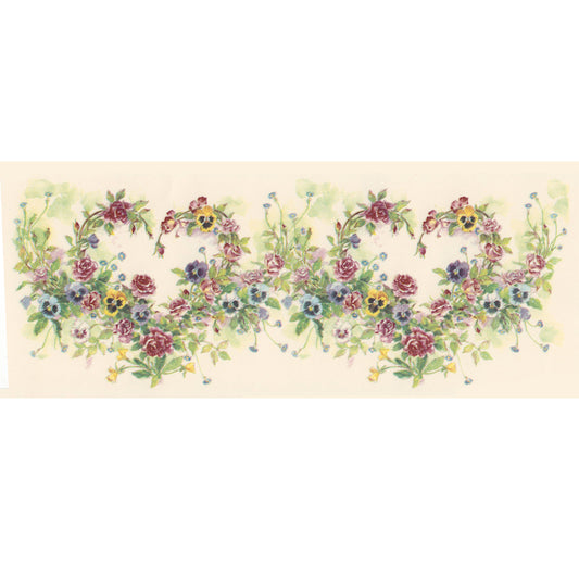 Flower Heart Wreath Wrap Wraparound 1 pc 8" X 3" Overglaze Waterslide Ceramic De