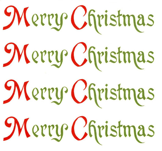 Merry Christmas Red Green Select-A-Size Waterslide Ceramic Decals