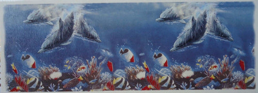 Dolphin Ocean Wrap Border 1 pc 8-1/2" X 3"  Waterslide Ceramic Decal