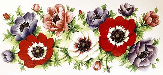 Anemone Flower Wrap Wraparound 1 pc 7.5 X 3" Overglaze Waterslide Ceramic Decal