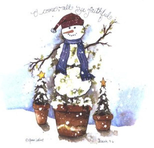 Christmas Winter Snowman Pine Tree Star   4 pcs  2"  Waterslide Ceramic Decals