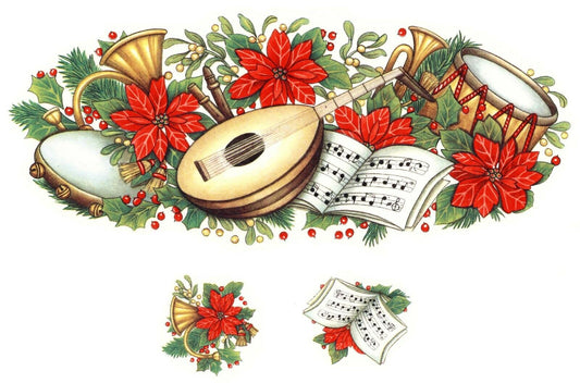 Christmas Instrument Mug Wrap 7.5 x 3.5 Inch Overglaze Waterslide Ceramic Decal