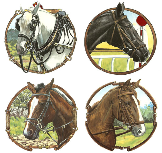 Horse Racing Set of 4 Overglaze Waterslide Ceramic Decals