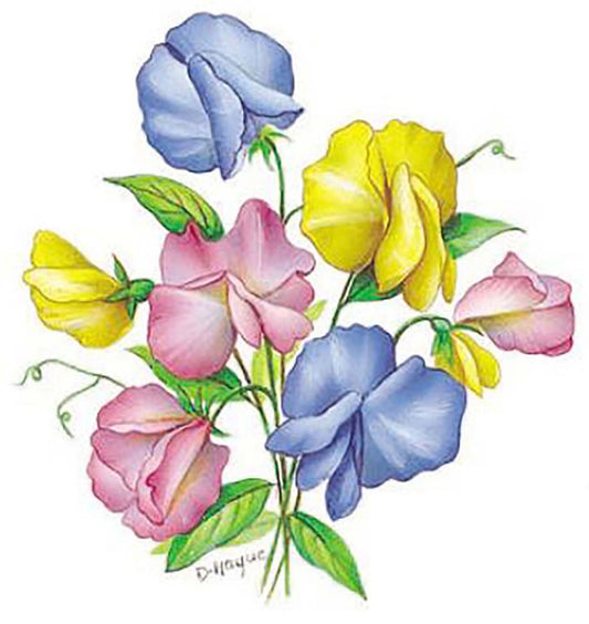 Flower of the Month April Sweet Pea Overglaze Waterslide Ceramic Decals