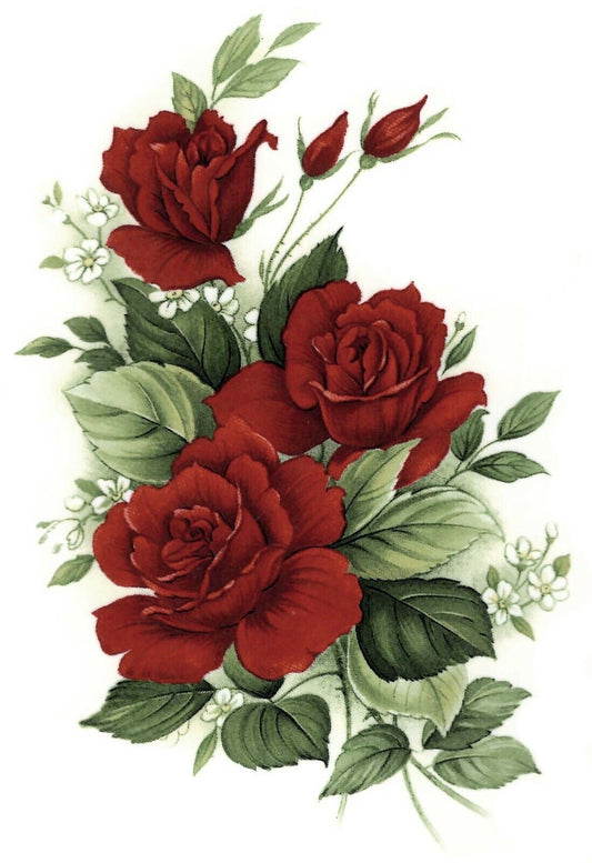 Red Rose Spray Flower Overglaze Waterslide Ceramic Decals