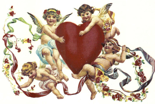 Valentines Victorian Cherubs HeartOverglaze Waterslide Ceramic Decals