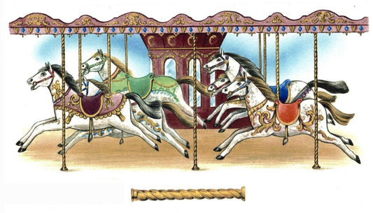Carousel Horse Mug Cup Wrap 1 pc 8 x 3.5 Inch Overglaze Waterslide Ceramic Decal