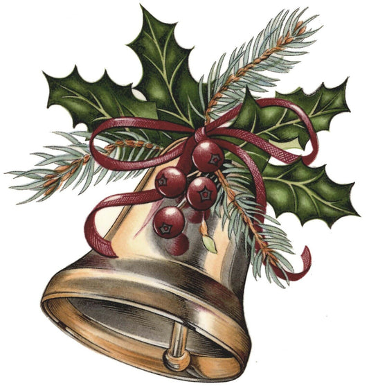 Christmas Vintage Bell Holly Berries Overglaze Waterslide Ceramic Decals