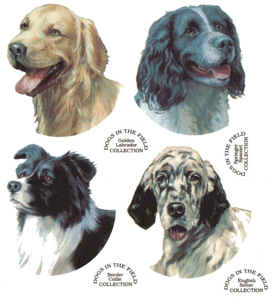 Dogs Setter Spaniel Collie Lab 8 pcs 1-1/2" X 1-1/4" Waterslide Ceramic Decals
