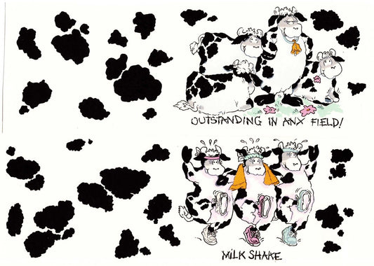 Cow Milk Shake Wrap Wraparound 2 pcs 8.5 X 3" Overglaze Waterslide Ceramic Decal