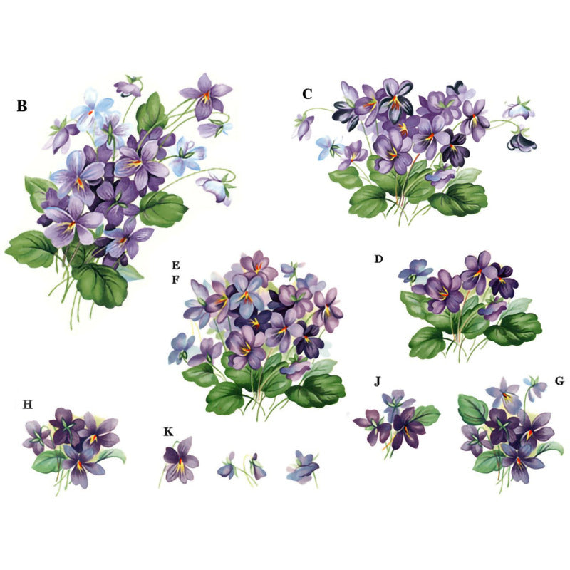 Purple Violet Flower Overglaze Waterslide Ceramic Decals