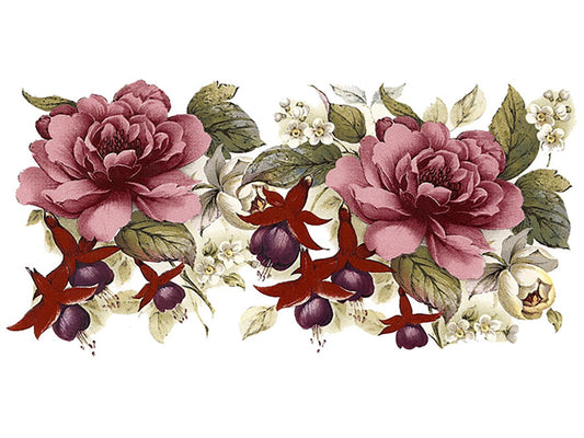 Pink Rose Fuchsia Wrap Wraparound  1 pc  7.5" X 3.5"  Waterslide Ceramic Decal