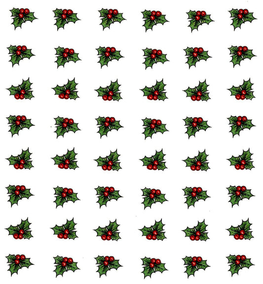 Christmas Green Holly Red Berry M Waterslide Ceramic Decals