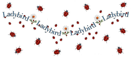 Ladybird Ladybug Lady Bug Wrap 7.5 x 3.5 Inch Overglaze Waterslide Ceramic Decal