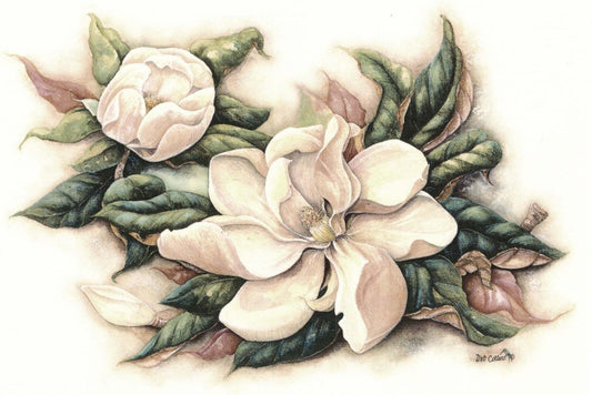 White Magnolia Green Leaves Overglaze Waterslide Ceramic Decals