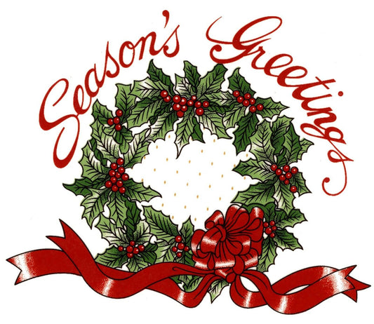Christmas Seasons Greetings Wreath Select-A-Size Waterslide Ceramic Decals