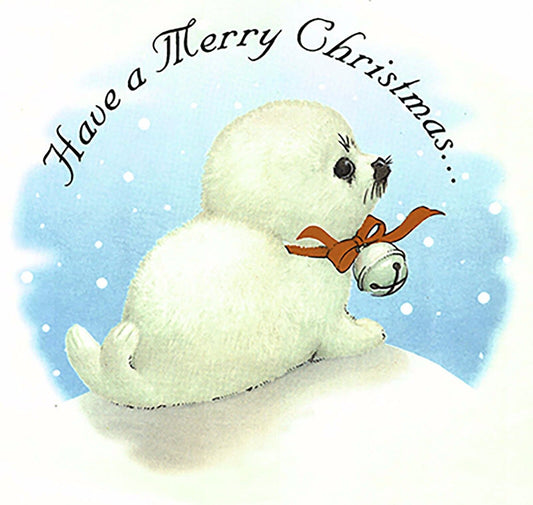 Have a Merry Christmas Baby Seal 7.5" Overglaze Waterslide Ceramic Decal