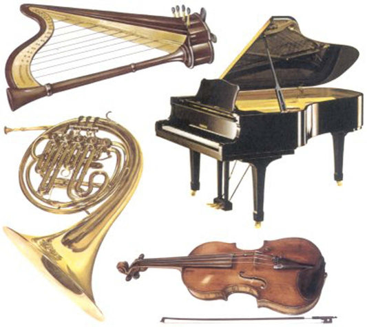 Piano Harp Violin Horn Instrument Overglaze Waterslide Ceramic Decals