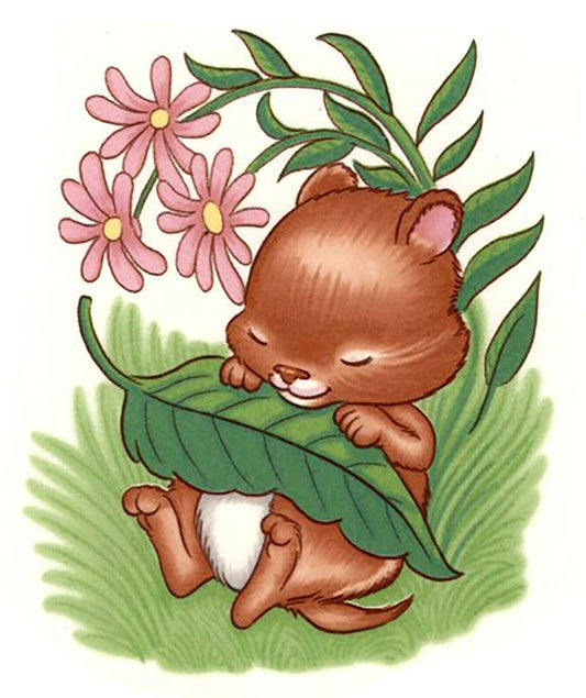 Spring Napping Squirrel 3 pcs 3-3/4" X 3" Waterslide Ceramic Decal
