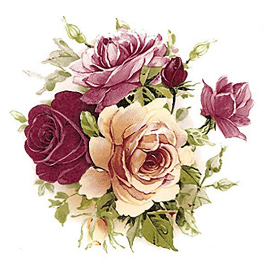 Pink Yellow Rose Bouquet Flowers Overglaze Waterslide Ceramic Decals