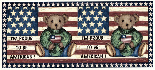 US Flag Proud Bear Mugwrap 8 X 3.5" Overglaze Waterslide Ceramic Decal