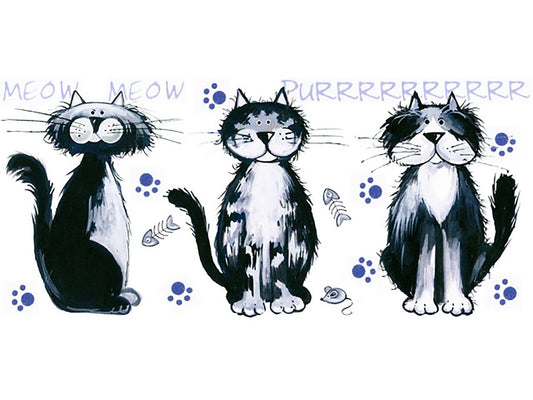 Alley Cat Wrap Wraparound 1 pc 7.75 X 3.5" Overglaze Waterslide Ceramic Decal