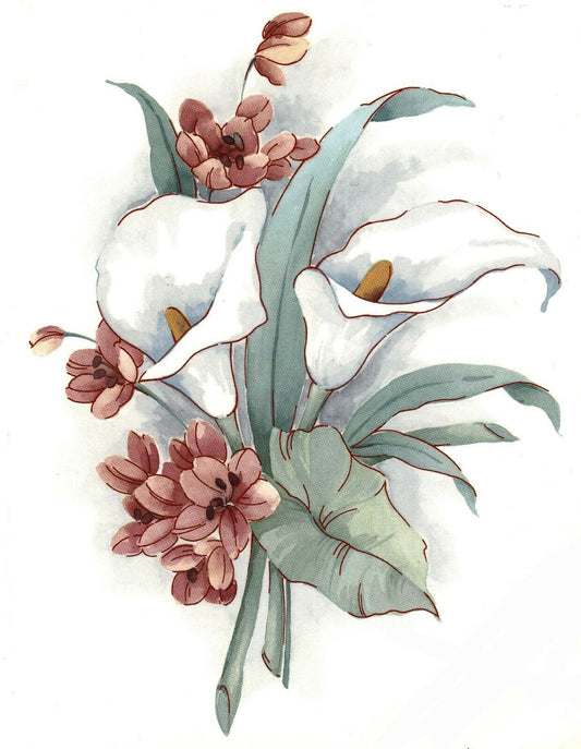 Calla Lily Flowers with Gold Accents Overglaze Waterslide Ceramic Decals
