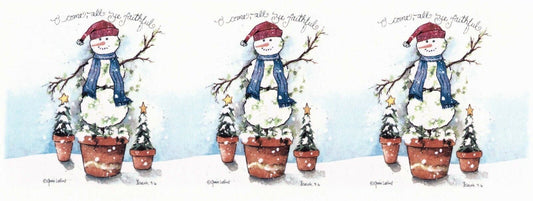 Christmas Snowman Pot Wrap Wraparound 1 pc 8" X 3" Waterslide Ceramic Decal