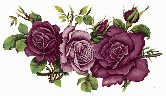 Burgundy Pink Rose Stack Flowers Select-A-Size Waterslide Ceramic Decals