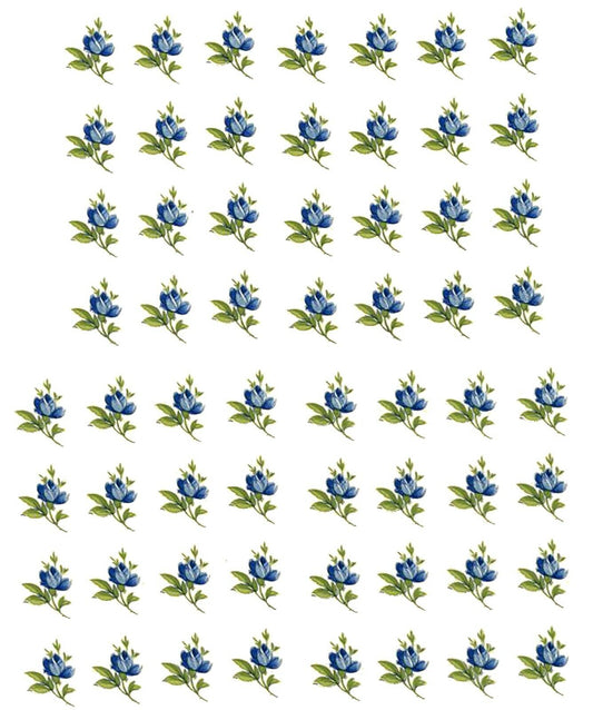 Small Blue Rose Cluster  60 pcs 5/8" X 3/8" Waterslide Ceramic Decals