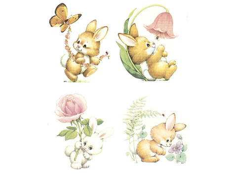 Bunny Rabbit Spring Flowers Ceramic Decals 1021