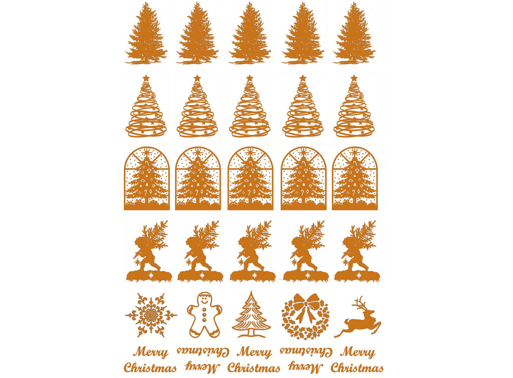 Christmas Tree 30 pcs 7/8" Gold Fused Glass Decals