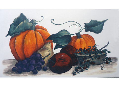 Autumn Harvest Pumpkin Apple Grapes Ceramic Decals 10883