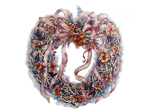 Grapevine Floral Wreath Ceramic Decals 12279
