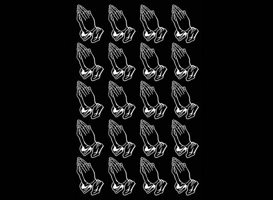Praying Hands 20 pcs 1 Inch White Fused Glass Decals
