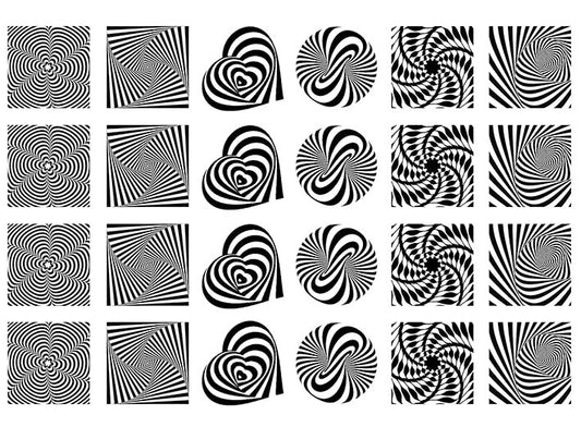 Optical Illusion Swirls 24 pcs 1" Black Fused Glass Decals