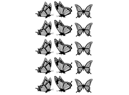 Monarch Butterflies 15 pcs 1" Black Fused Glass Decals