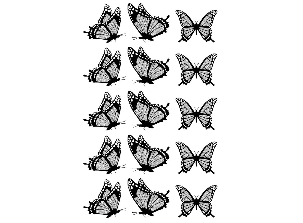 Monarch Butterflies 15 pcs 1" Black Fused Glass Decals