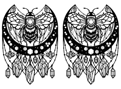 Bumblebee Crystals 2 pcs 4 Inch Black Fused Glass Decals