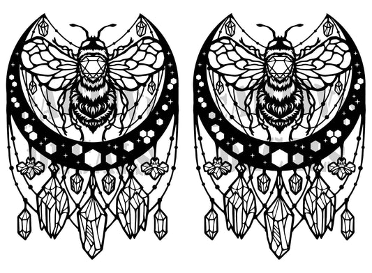 Bumblebee Crystals 2 pcs 4 Inch Black Fused Glass Decals